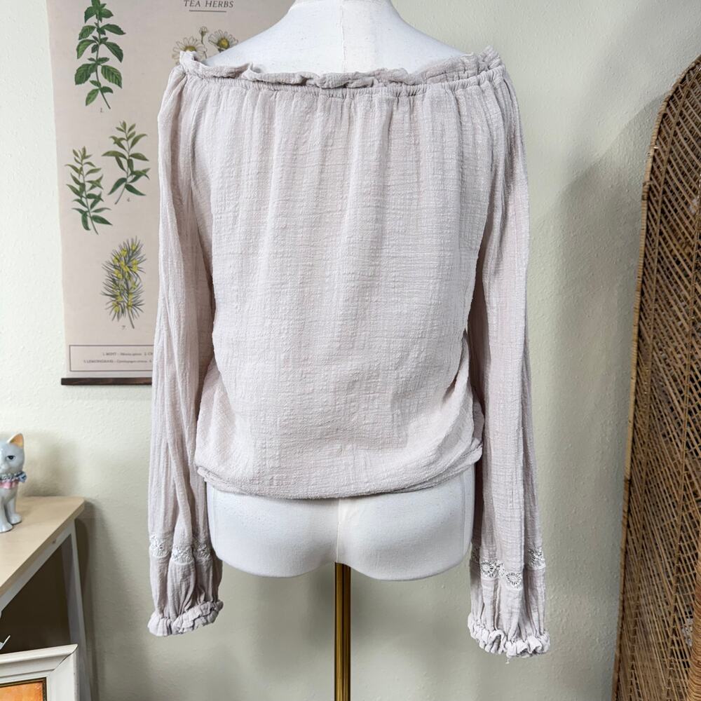 Gauzy Peasant Top Coastal Cowgirl Mori Kei Cottage Forest Fairy Grunge Boho M - Picture 5 of 8